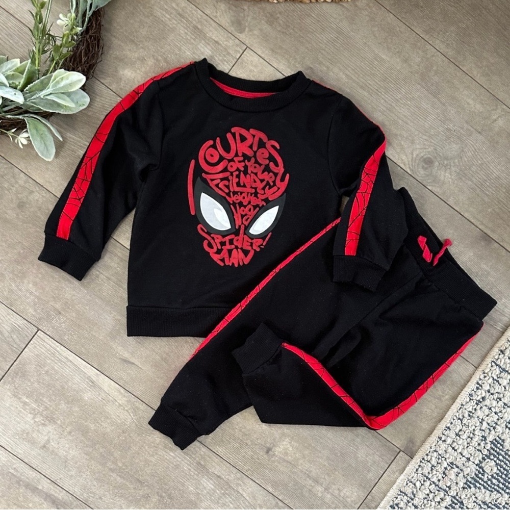 Spider-man Toddler Boy Fleece Crewneck Sweatshirt and Jogger Pant Outfit Set 2T